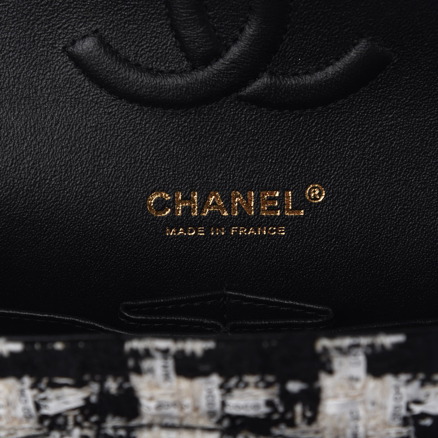 Chanel Tweed Quilted Medium Double Flap Black Ecru White 6 of 12
