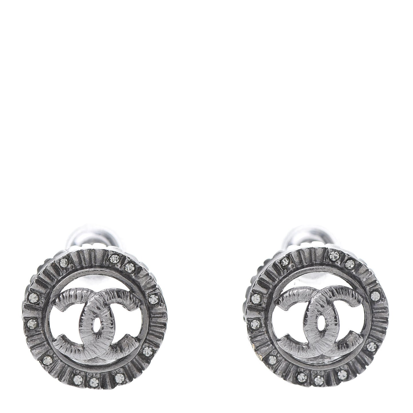 Ruthenium Crystal CC Round Earrings Silver