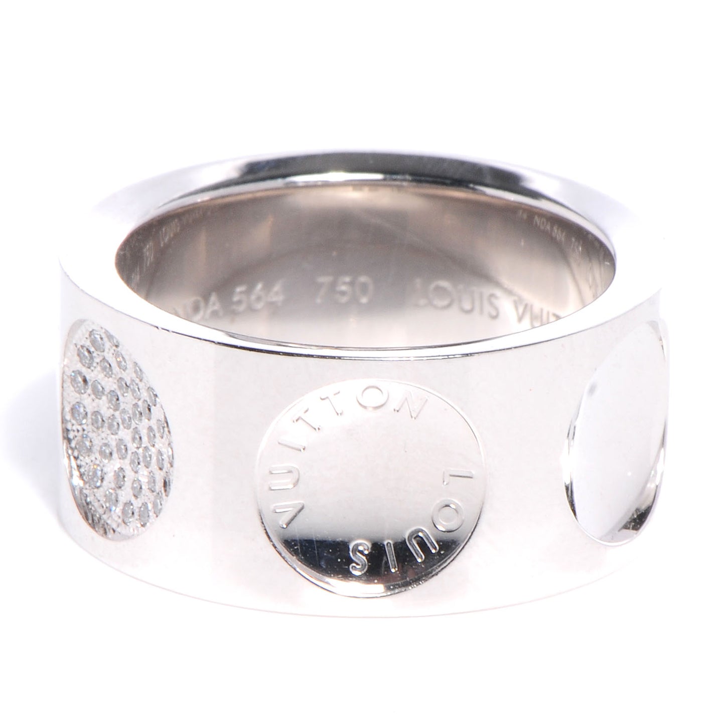 18K White Gold Diamonds Empreinte Large Ring 54