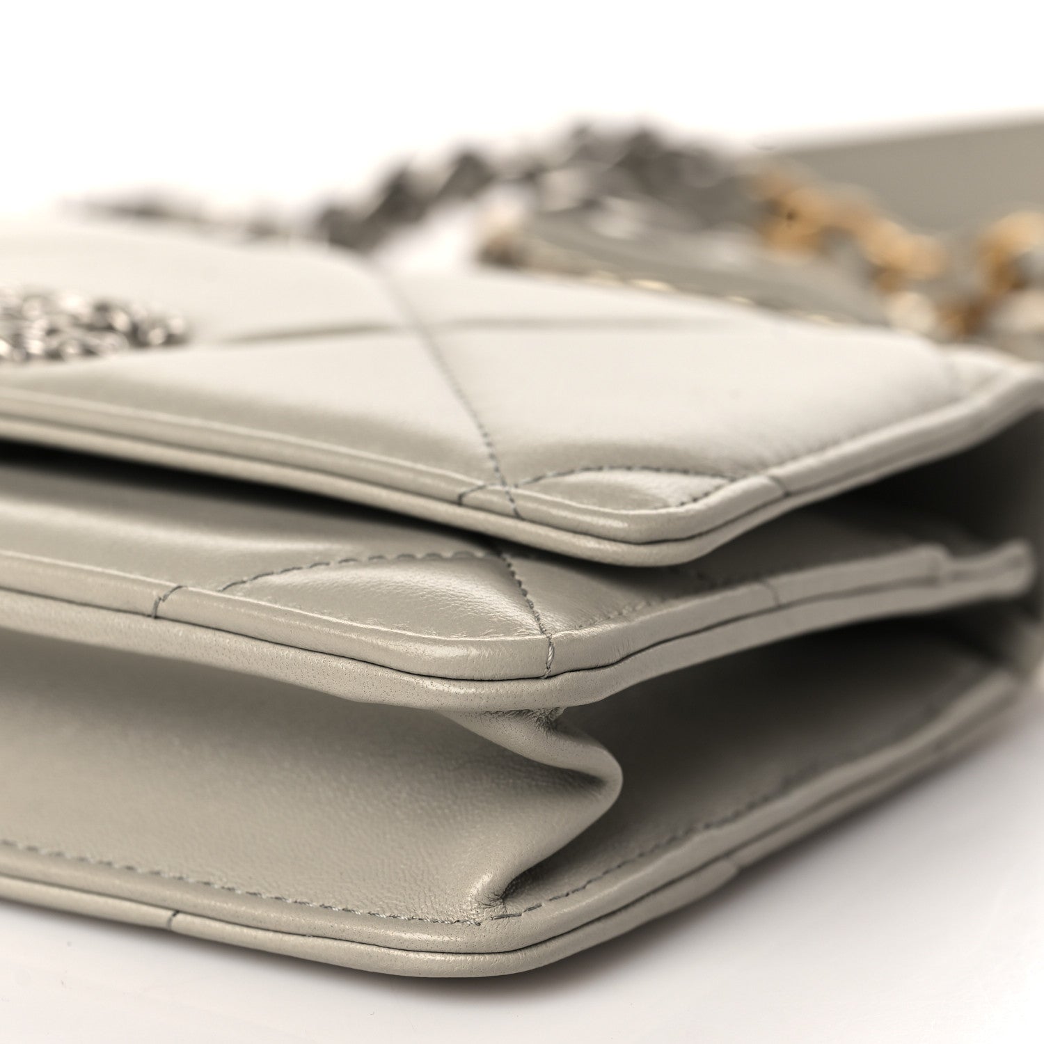 Chanel Lambskin Quilted Chanel 19 Wallet On Chain WOC Grey 10 of 11