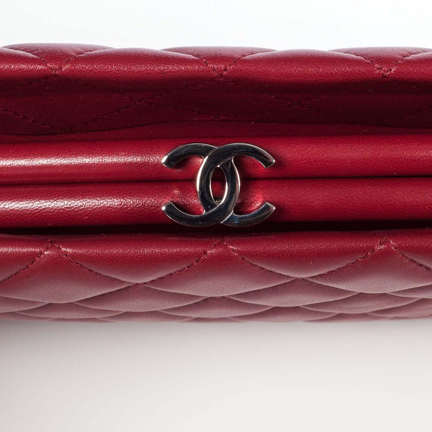 Lambskin Quilted Clutch Red