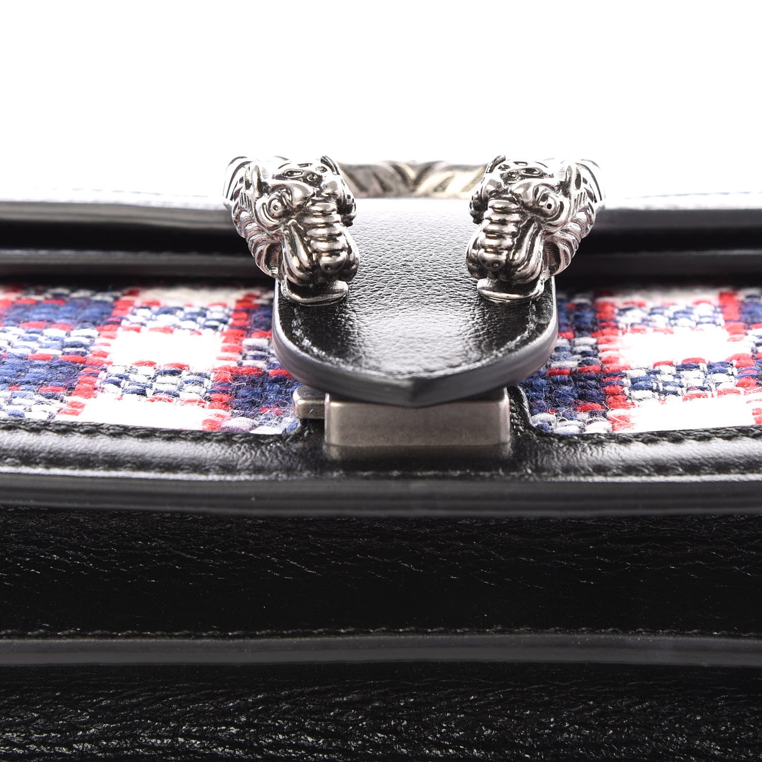 Gucci Vintage Tweed Check Small Dionysus Shoulder Bag White Hibiscus Red Marine 10 of 11