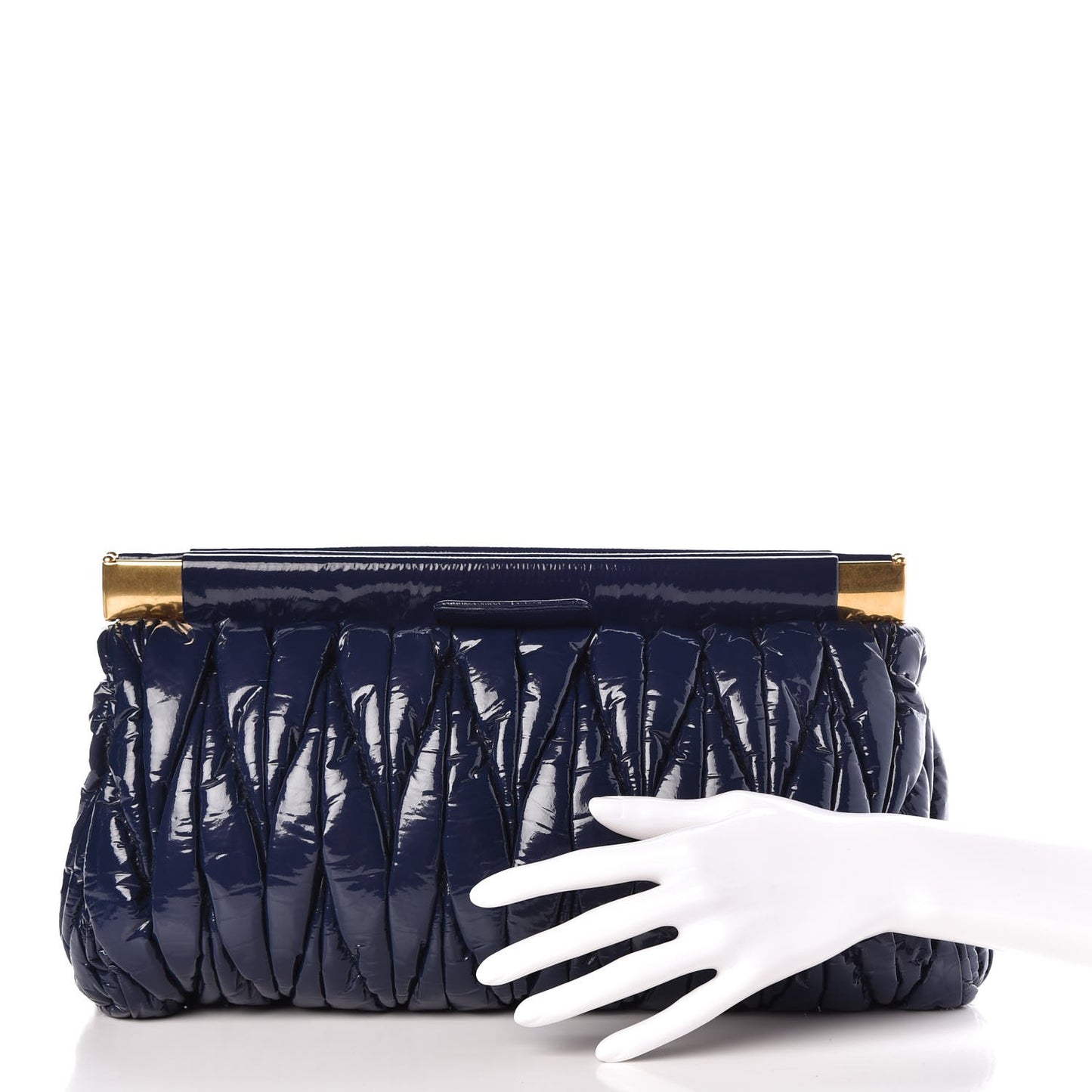 Patent Matelasse Clutch Bleuette
