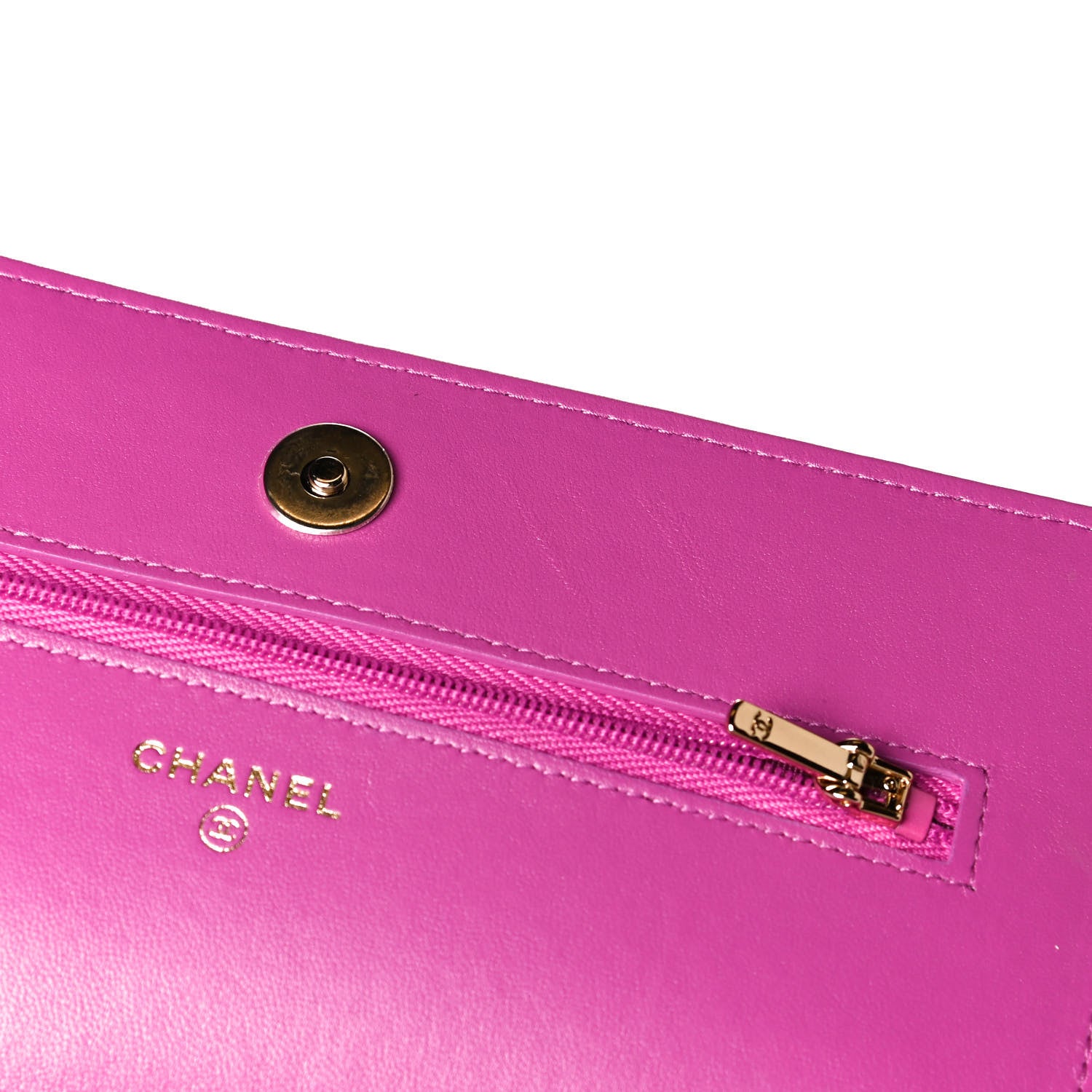 Chanel Lambskin Quilted Wallet On Chain WOC Dark Blue Pink 11 of 12