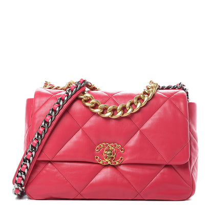 Chanel Lambskin Quilted Large Chanel 19 Flap Dark Pink 1 of 12