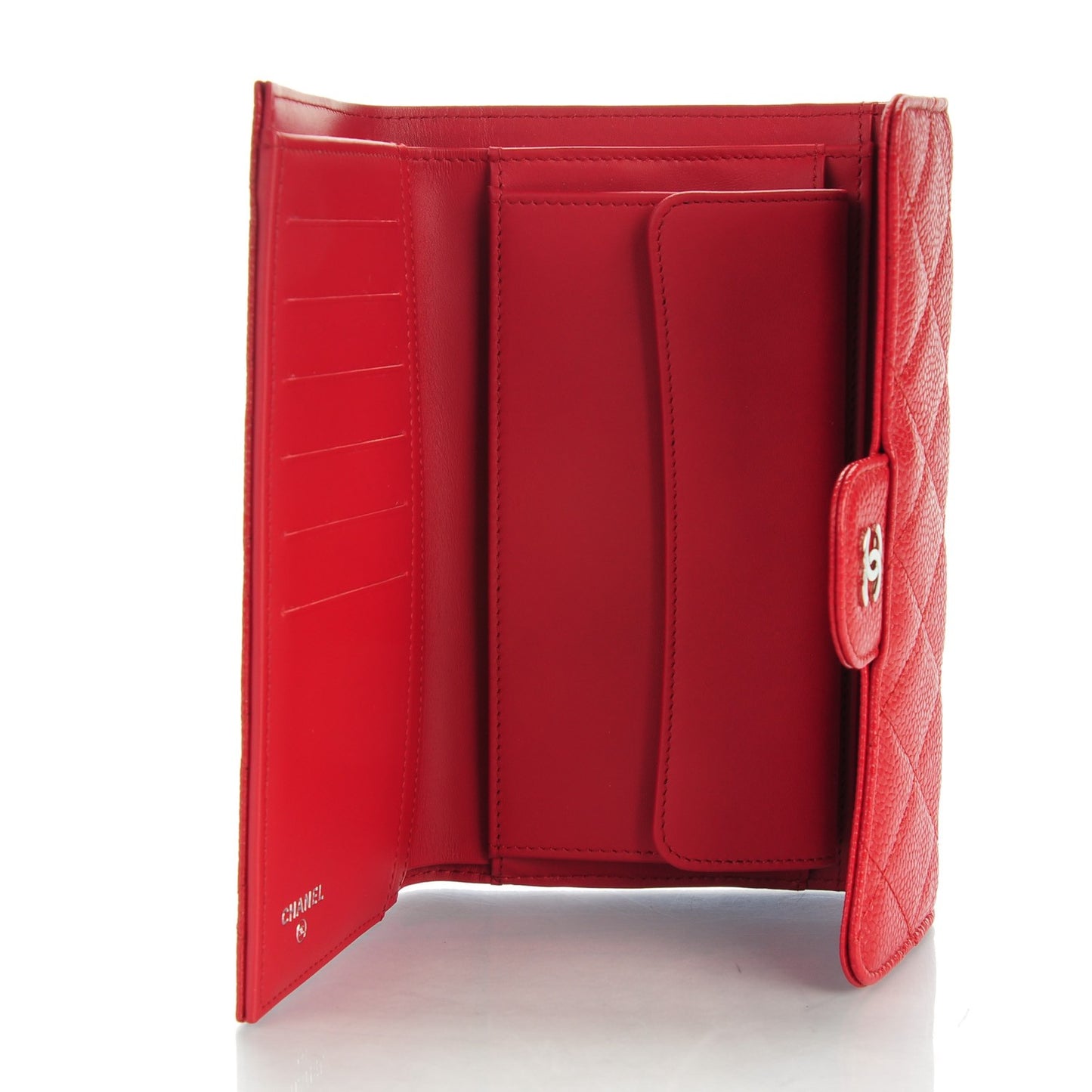 Caviar Quilted Large Flap Wallet Red