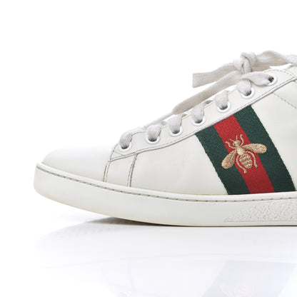 Gucci Calfskin Web Bee Embroidered Womens Ace Sneakers 38 White Green 8 of 25