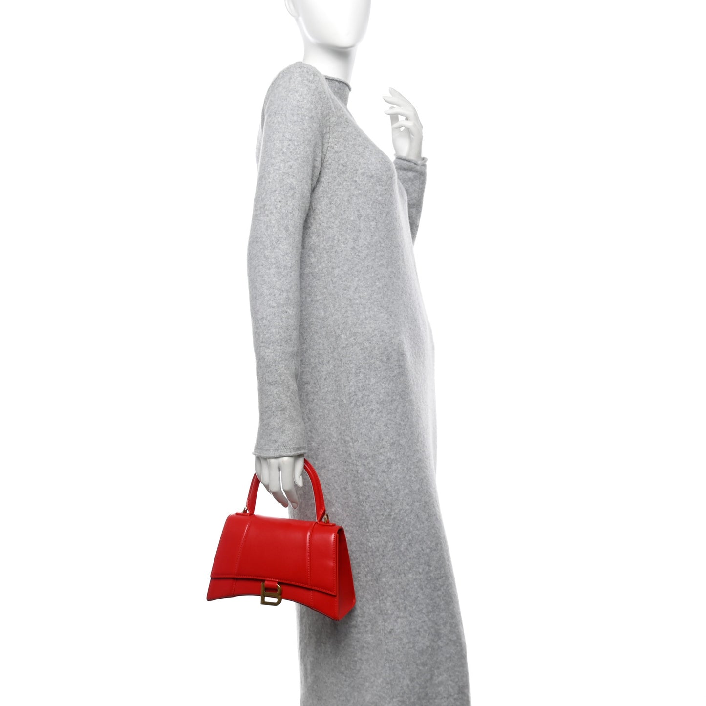 Shiny Box Calfskin Small Hourglass Top Handle Bag Bright Red