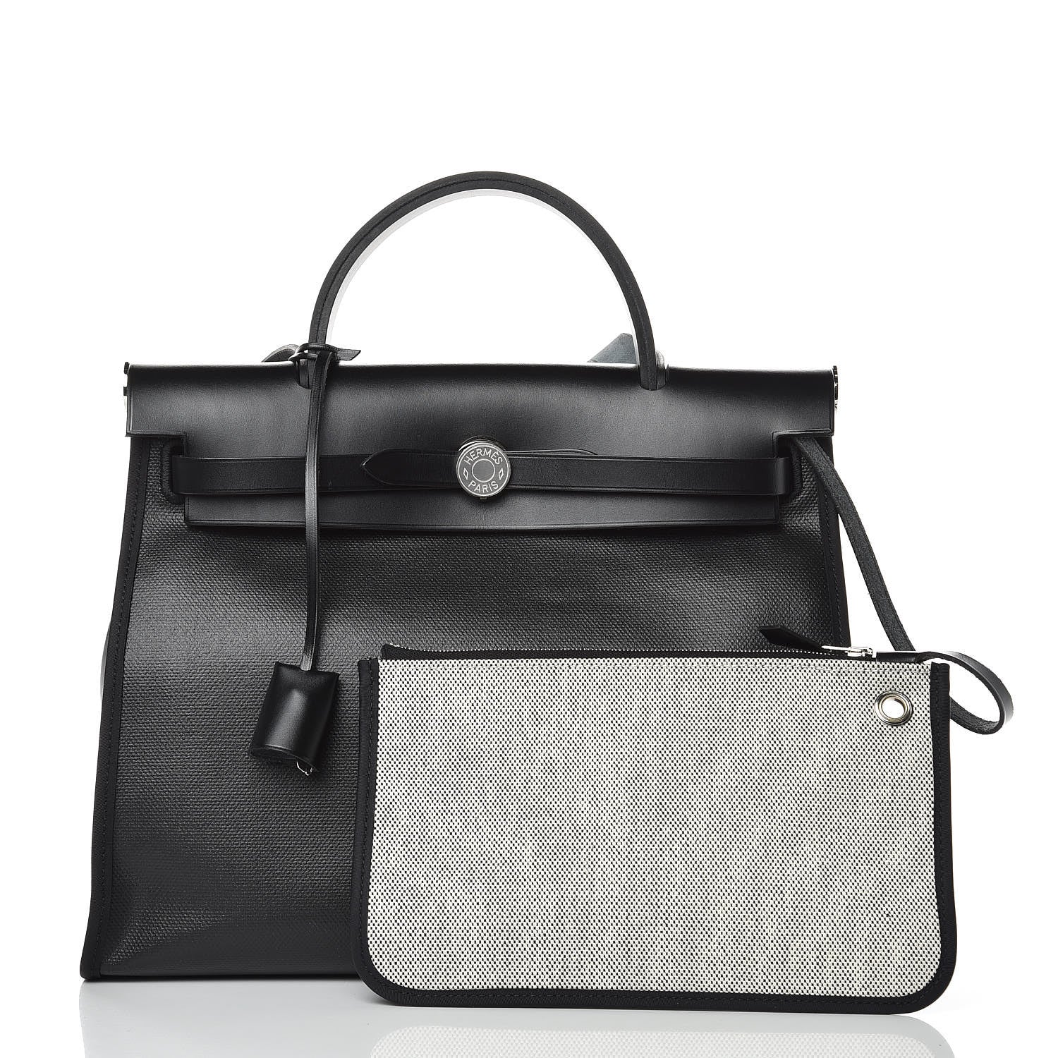 Hermes Toile H Berline Vache Hunter Herbag Zip PM 31 Black Ecru 3 of 11