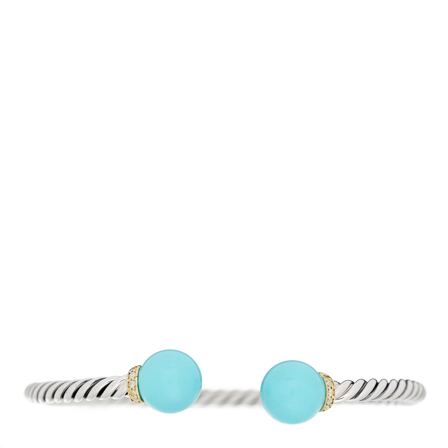 Sterling Silver 14K Yellow Gold Diamond Turquoise 9mm Solari Bracelet