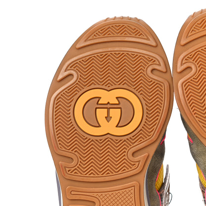 Gucci Suede Calfskin Tejus Printed Womens Ultrapace Sneakers 37 Pink Silver Oatmeal Yolk 10 of 11