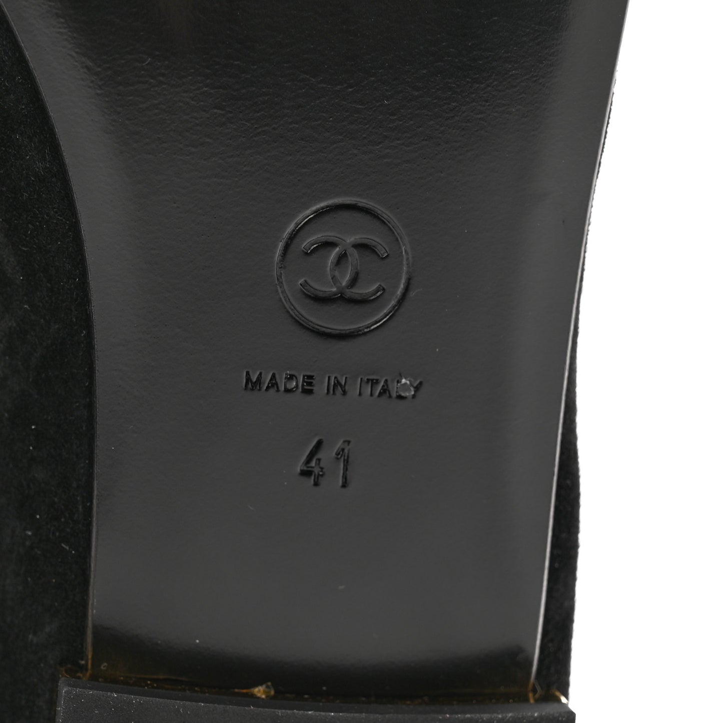 Suede Patent Cap Toe CC Mary Jane Flats 41 Black