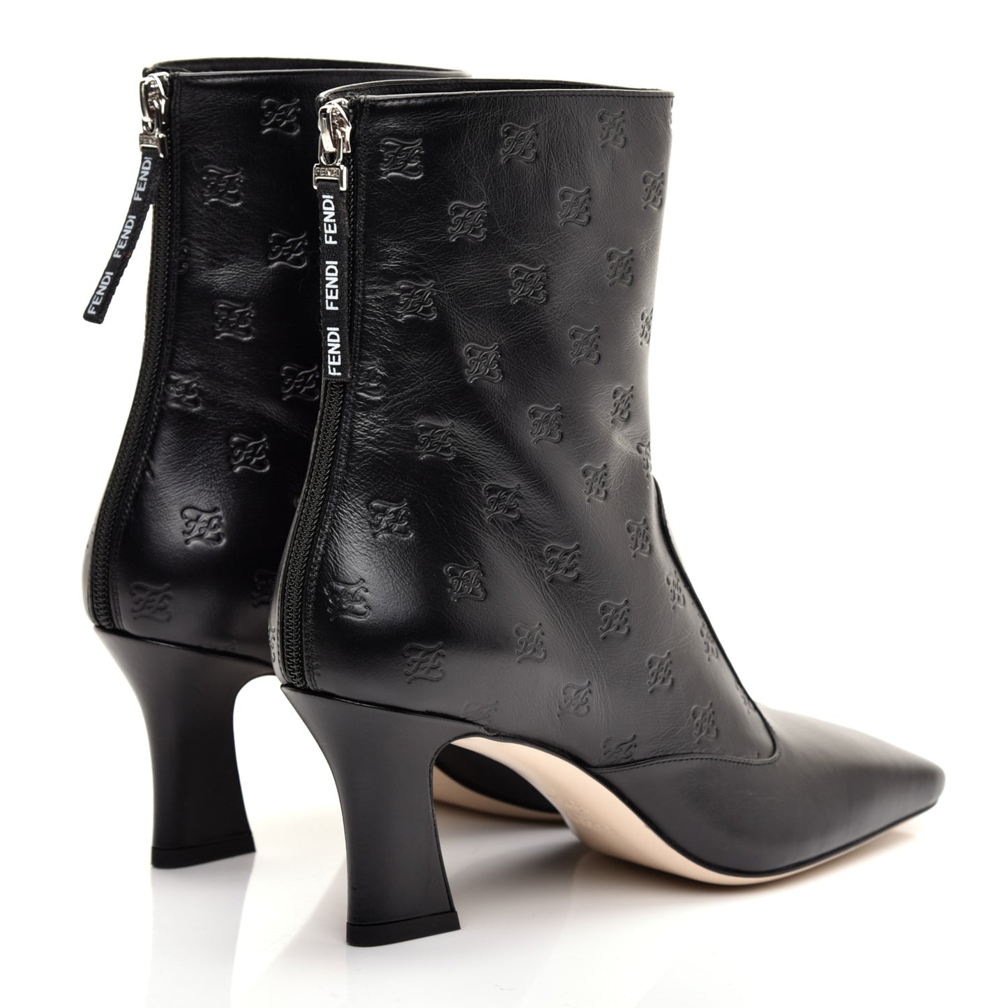 Vitello Karligraphy Embossed FFreedom Ankle Boots 39 Black