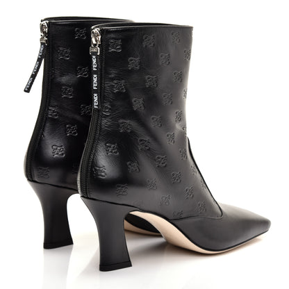 Fendi Vitello Karligraphy Embossed FFreedom Ankle Boots 39 Black 4 of 11