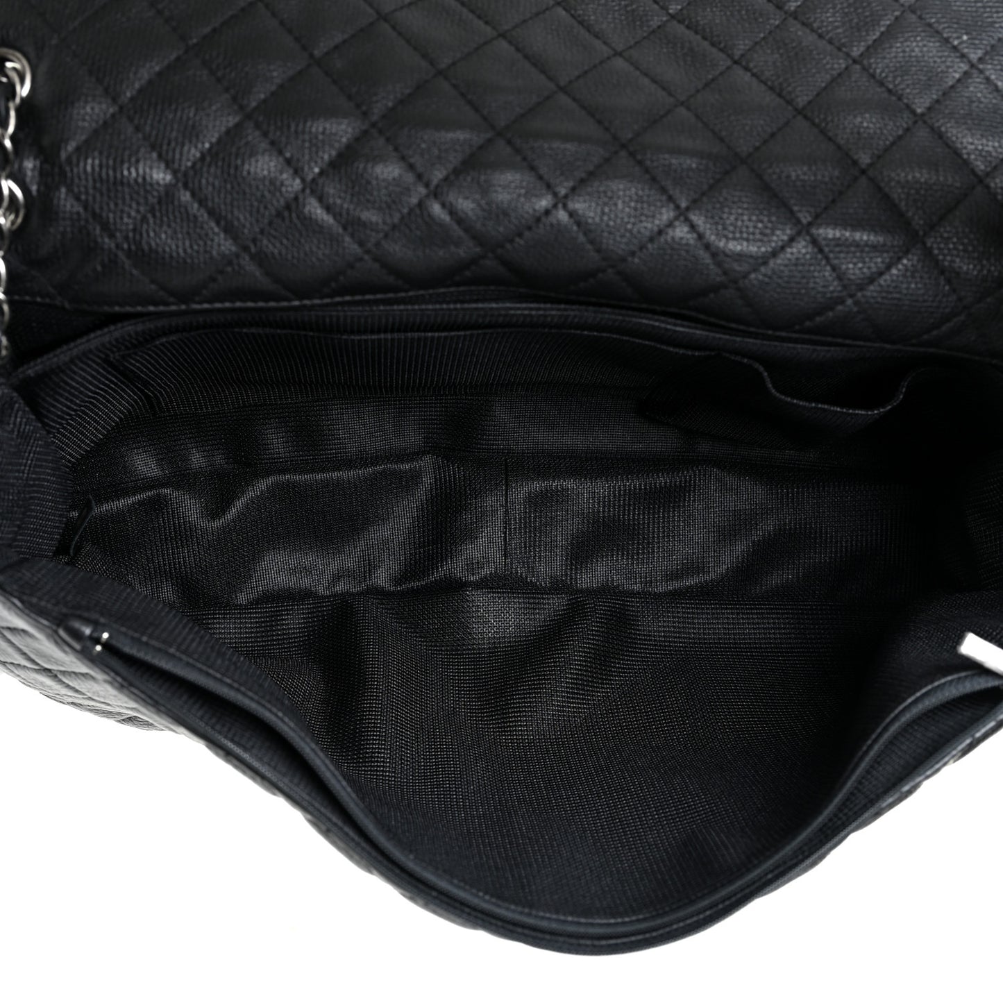 Calfskin Quilted XXL Travel Flap Bag Black