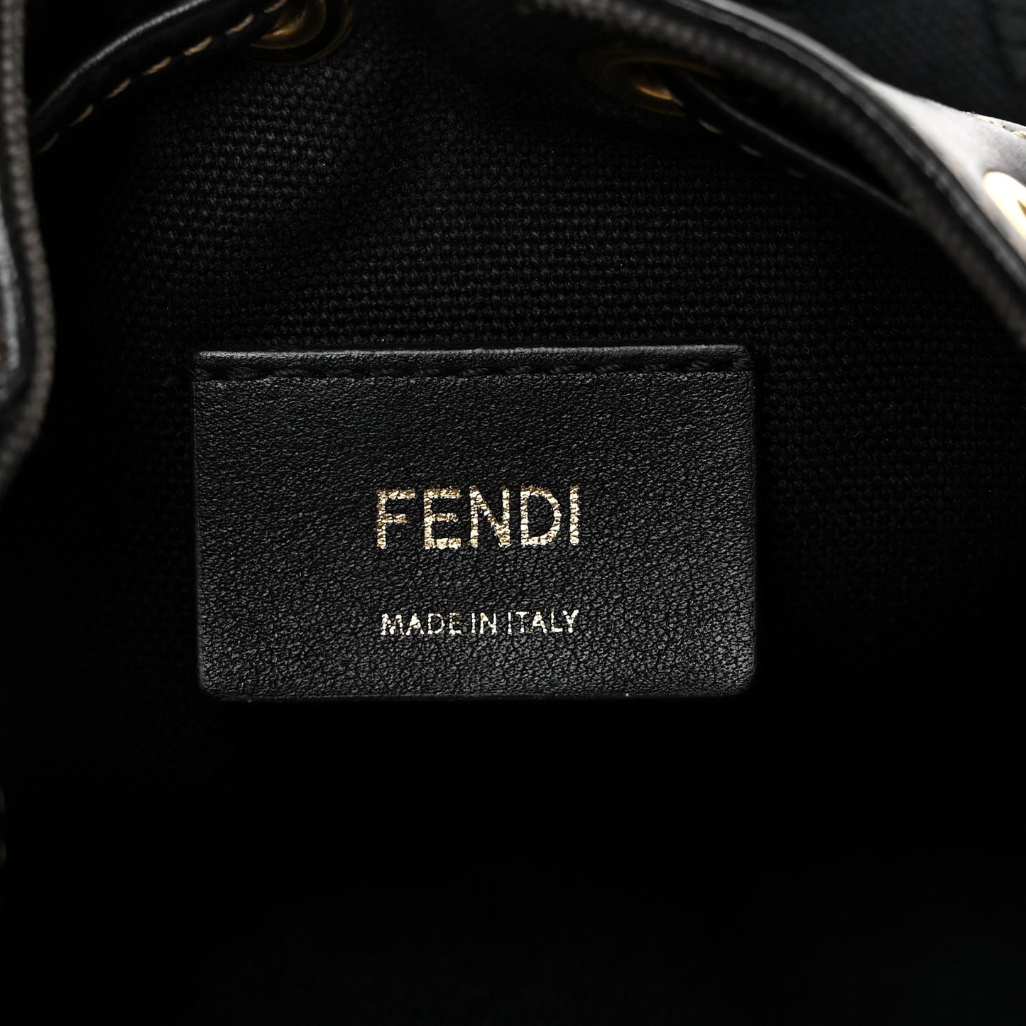 Canvas Vitello King F is Fendi FF Embroidered Mini Mon Tresor Bucket Bag Black