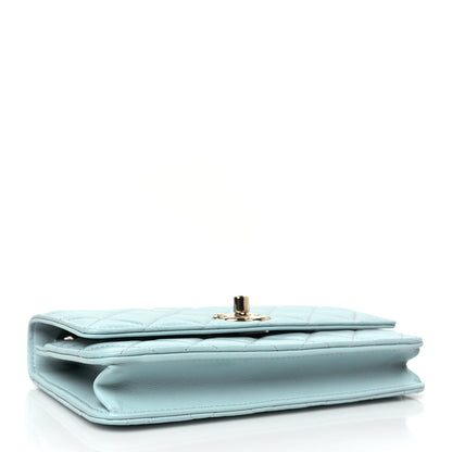 Chanel Lambskin Quilted Trendy CC Wallet On Chain WOC Light Blue 4 of 11