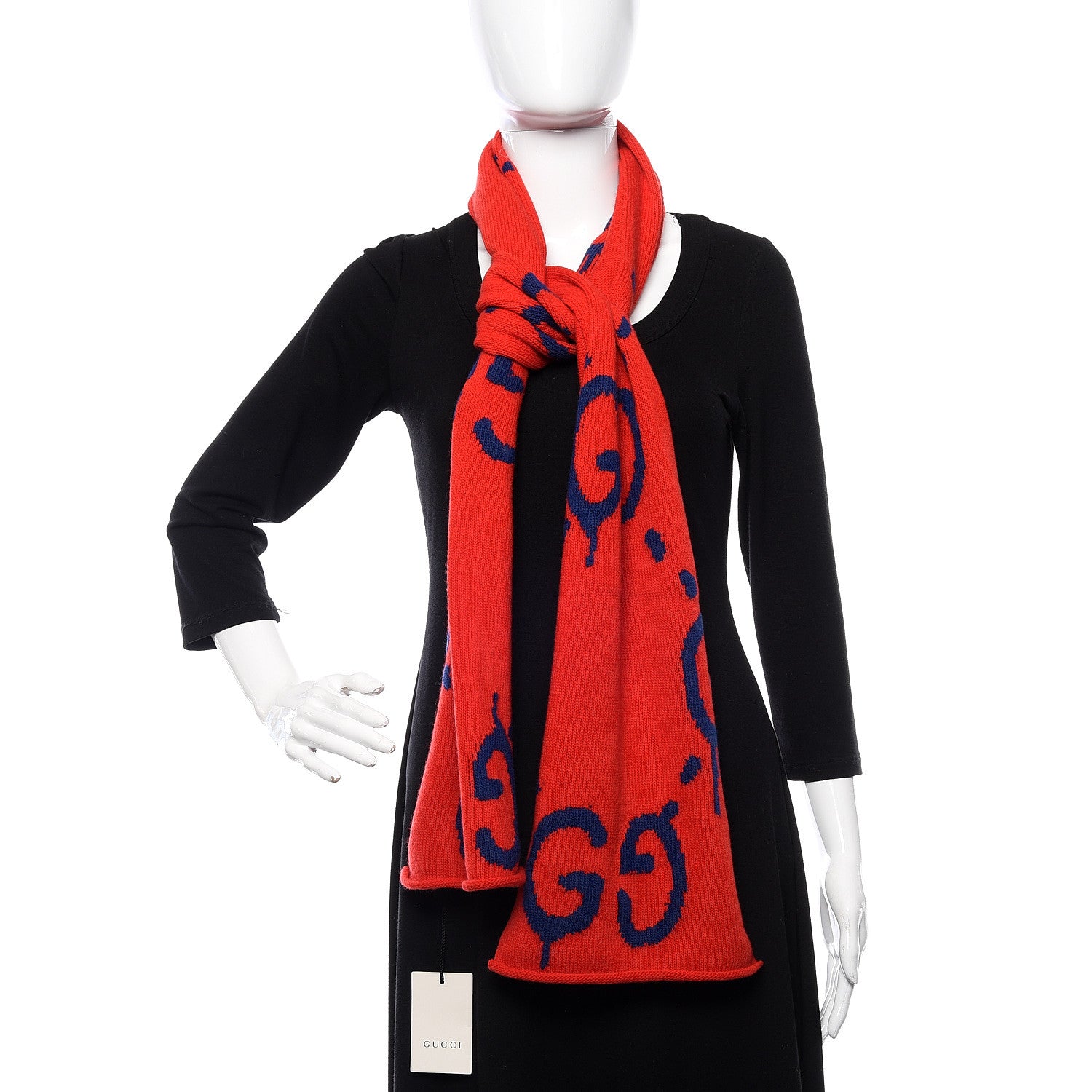 Gucci Wool Tricot GG Writers Scarf Flame Blue 2 of 4
