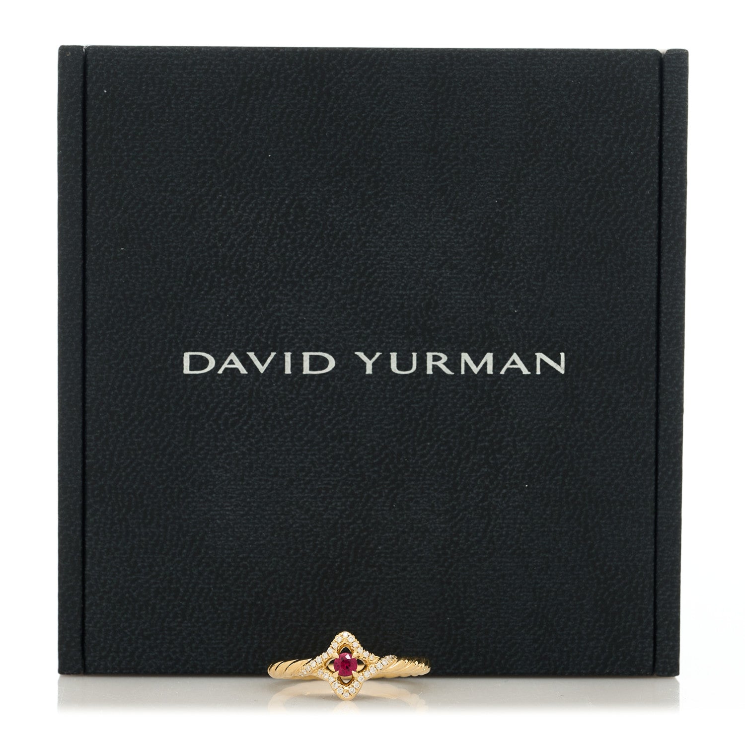 David Yurman 18K Yellow Gold Diamond Ruby 9mm Venetian Quatrefoil Ring 52 6 5 of 5