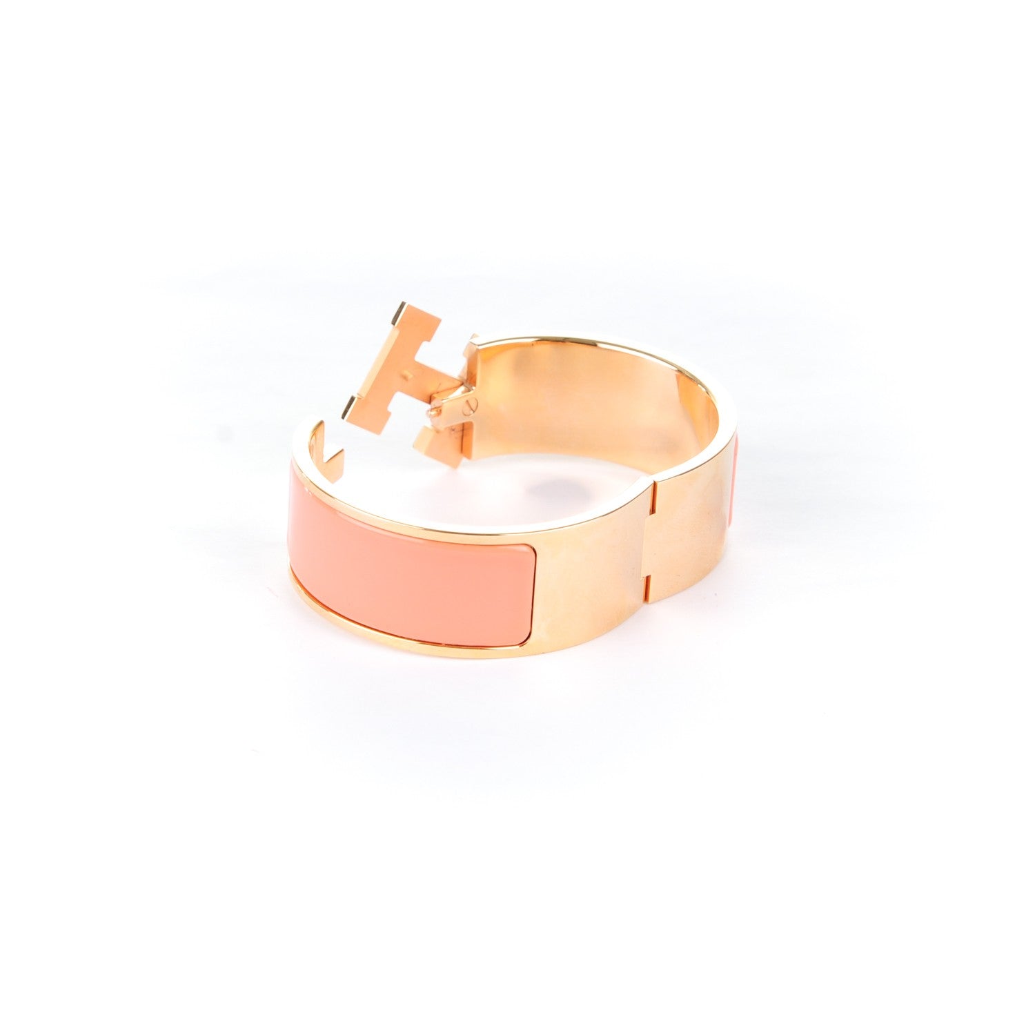 Hermes Enamel Wide Clic Clac H Bracelet PM Rose Saumon 4 of 4