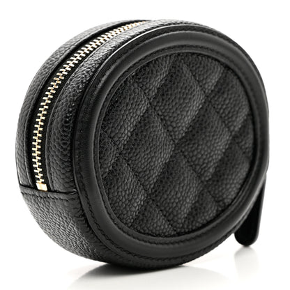 Chanel Caviar Quilted Filigree Zip Around Classic Coin Purse Black 3 of 9