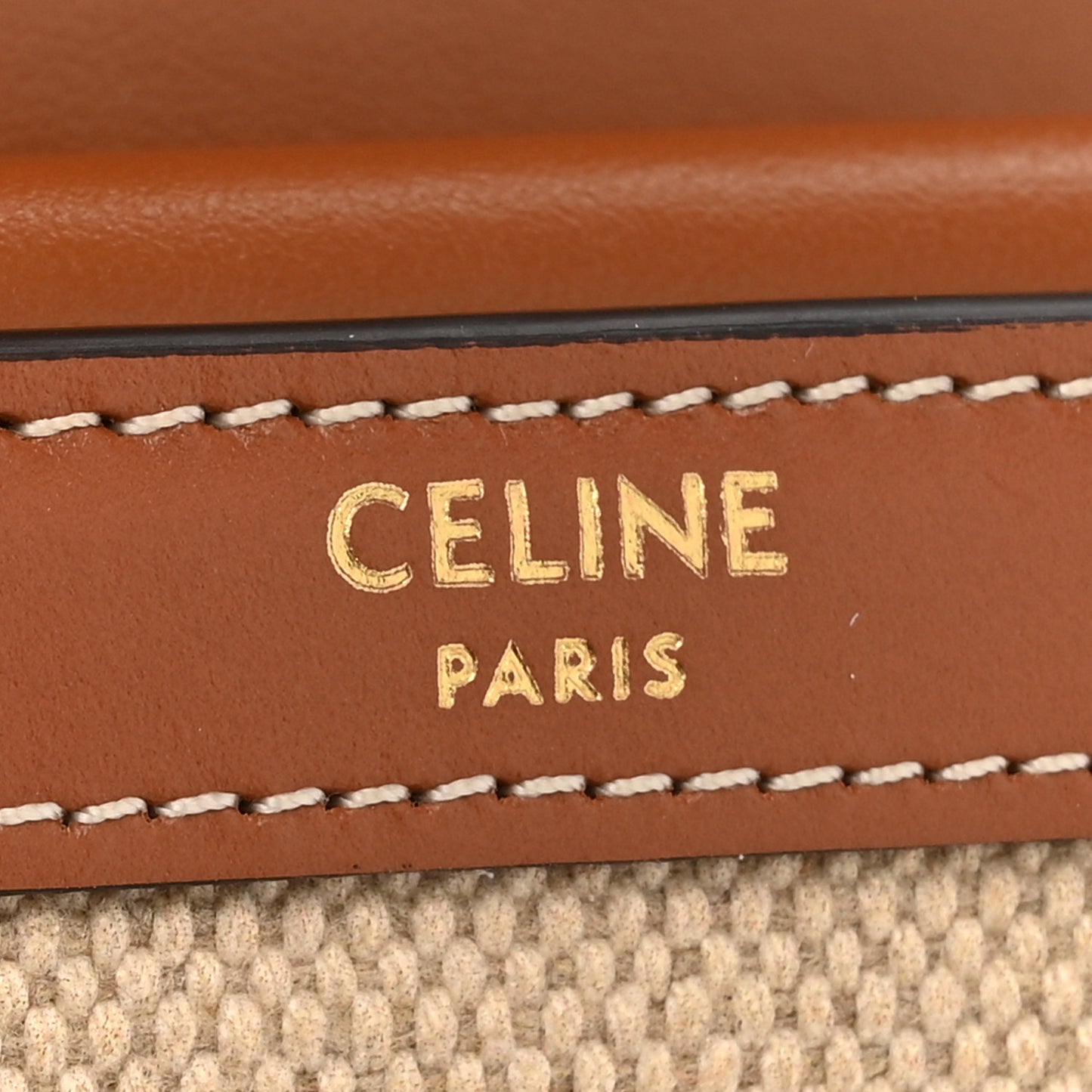 Shiny Calfskin Textile Triomphe Compact Wallet Natural Tan
