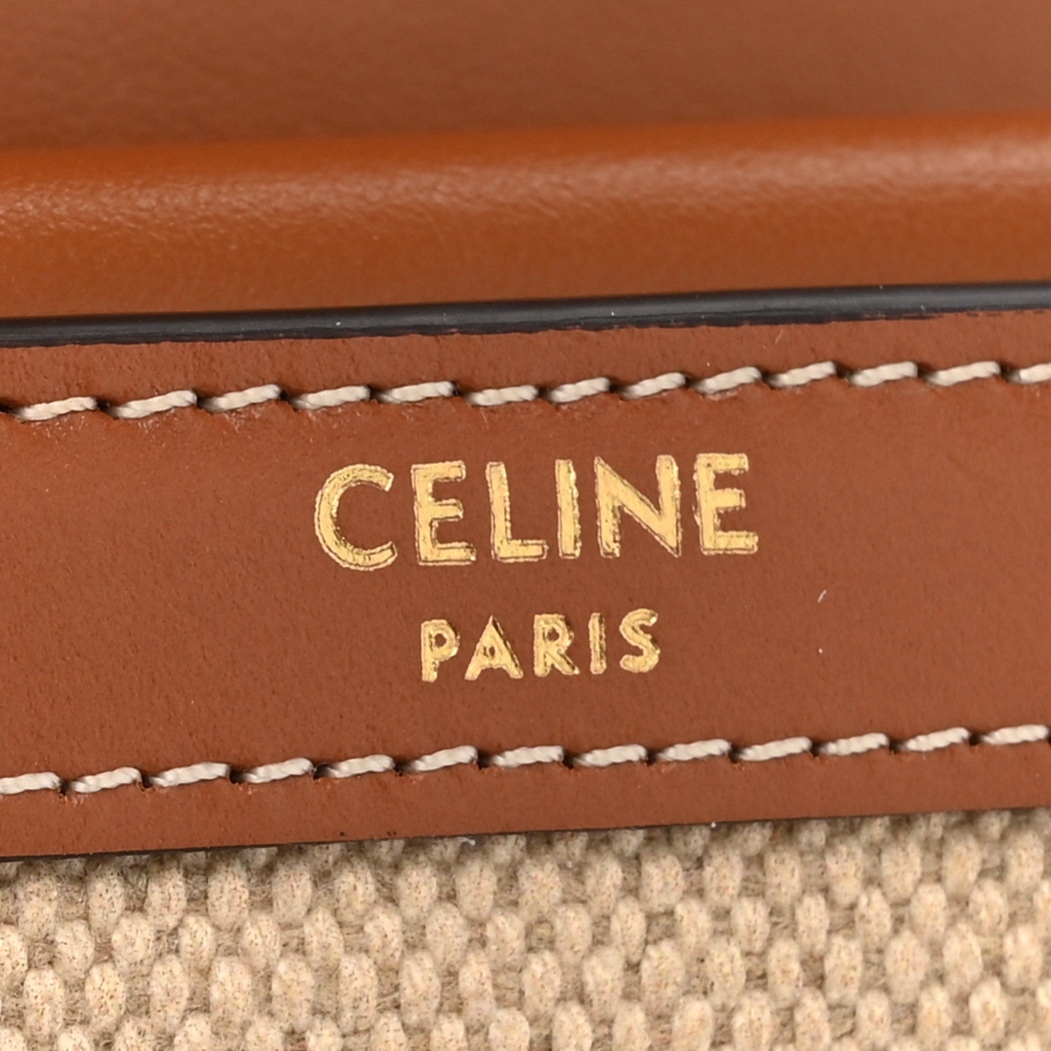Celine Shiny Calfskin Textile Triomphe Compact Wallet Natural Tan 8 of 9