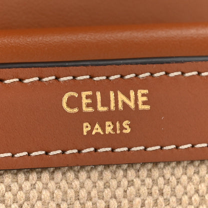 Celine Shiny Calfskin Textile Triomphe Compact Wallet Natural Tan 8 of 9
