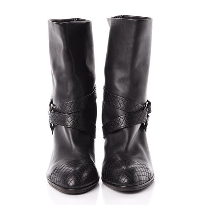 Chanel Calfskin Quilted Cap Toe Boots 40.5 Black 2 of 9