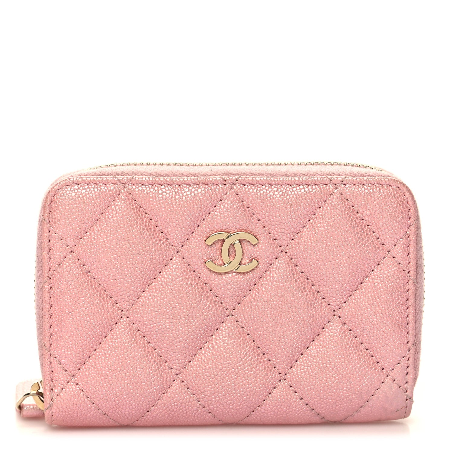 Chanel Iridescent Caviar Quilted Zip Coin Purse Pink 1 of 9