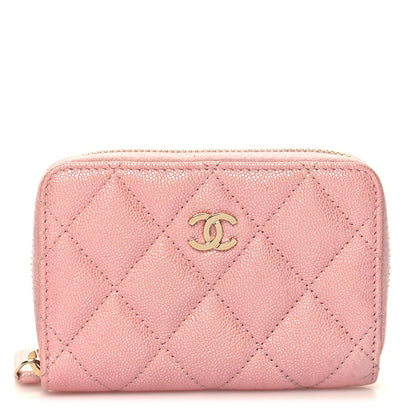 Chanel Iridescent Caviar Quilted Zip Coin Purse Pink 1 of 9