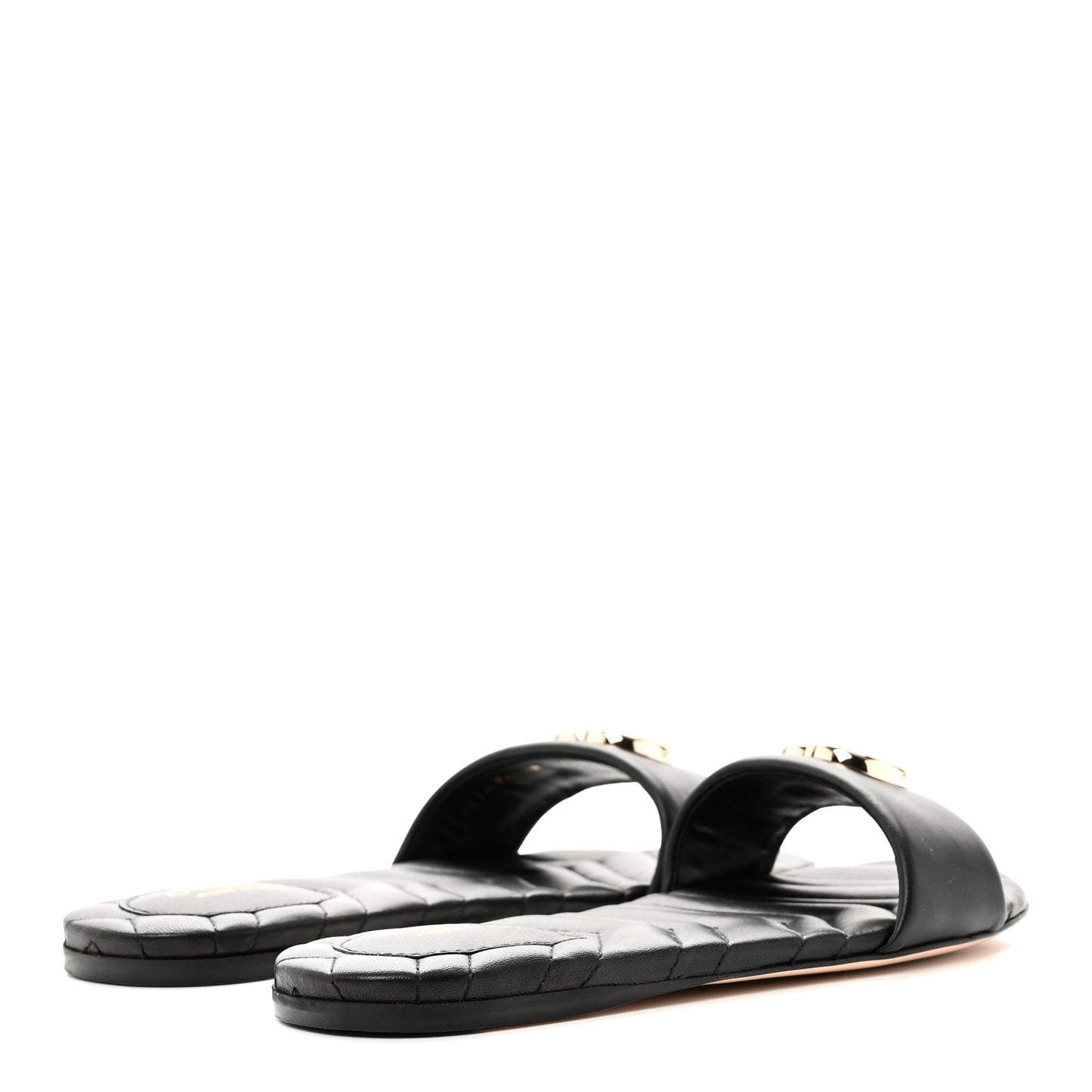 Nappa Matelasse GG Marmont Flat Slide Sandals 38.5 Black