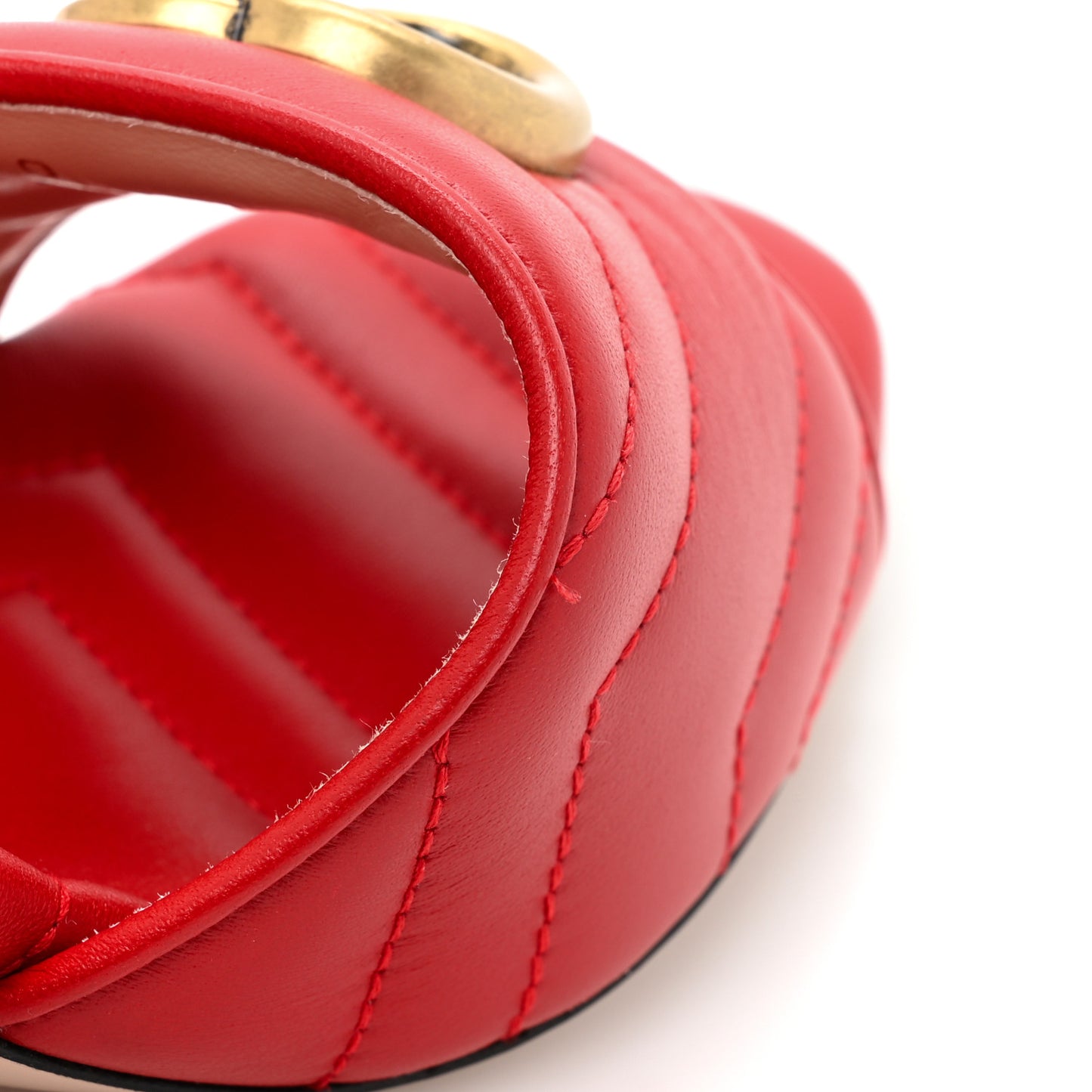 Nappa Matelasse GG Marmont 75mm Slide Sandals 38 Hibiscus Red