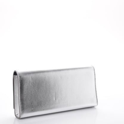 Saint Laurent Metallic Calfskin Classic Monogram Cassandre Clutch Argento 3 of 11