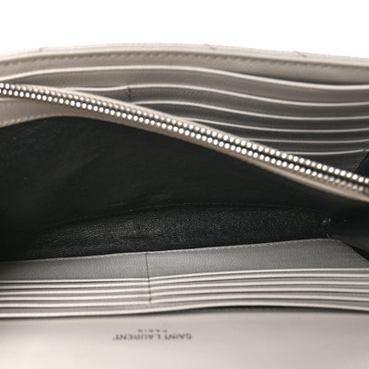 Saint Laurent Grain De Poudre Matelasse Chevron Monogram Chain Wallet Crema Soft 6 of 10