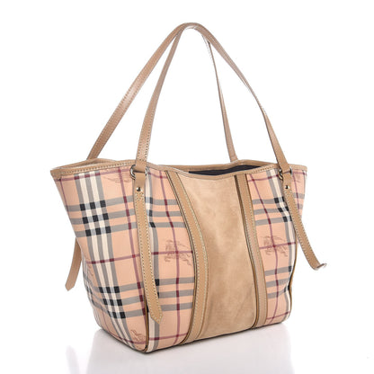 Burberry Suede Haymarket Check Colorblock Small Canterbury Tote Beige 3 of 9