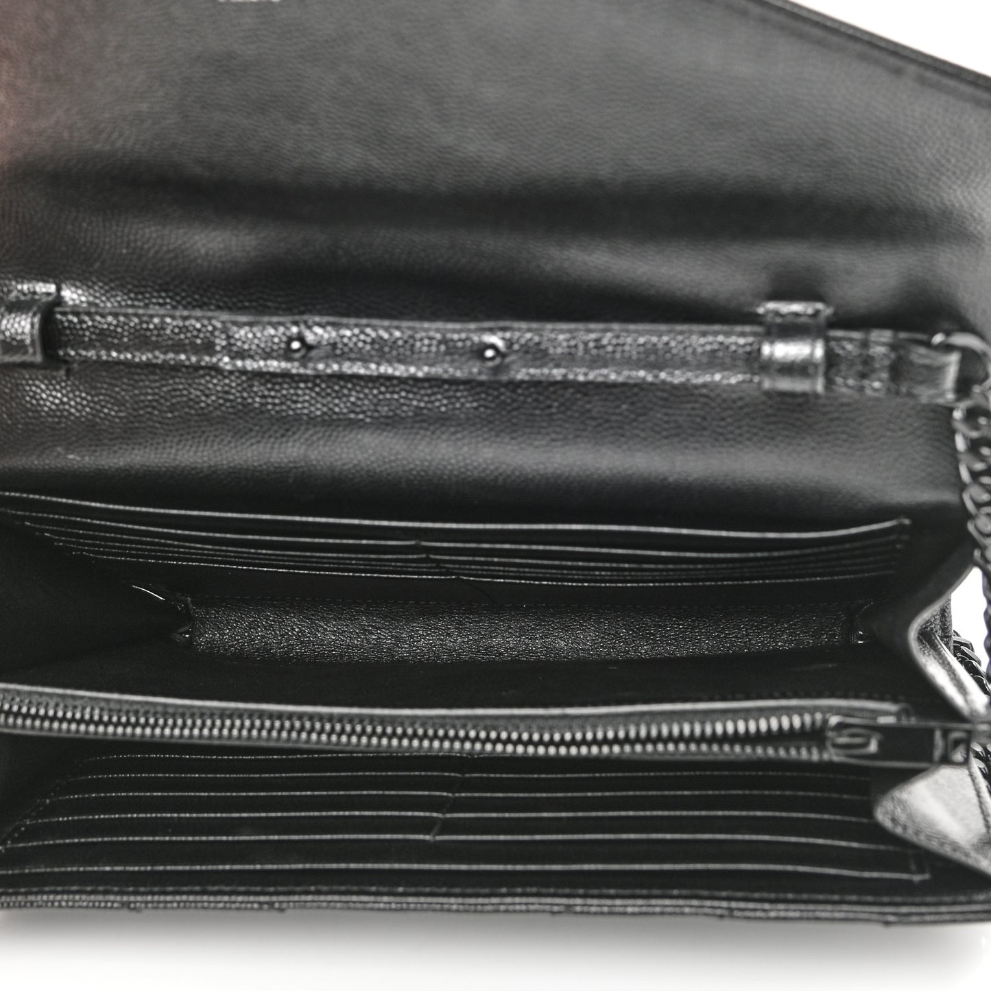 Grain De Poudre Matelasse Chevron Monogram Chain Wallet Black