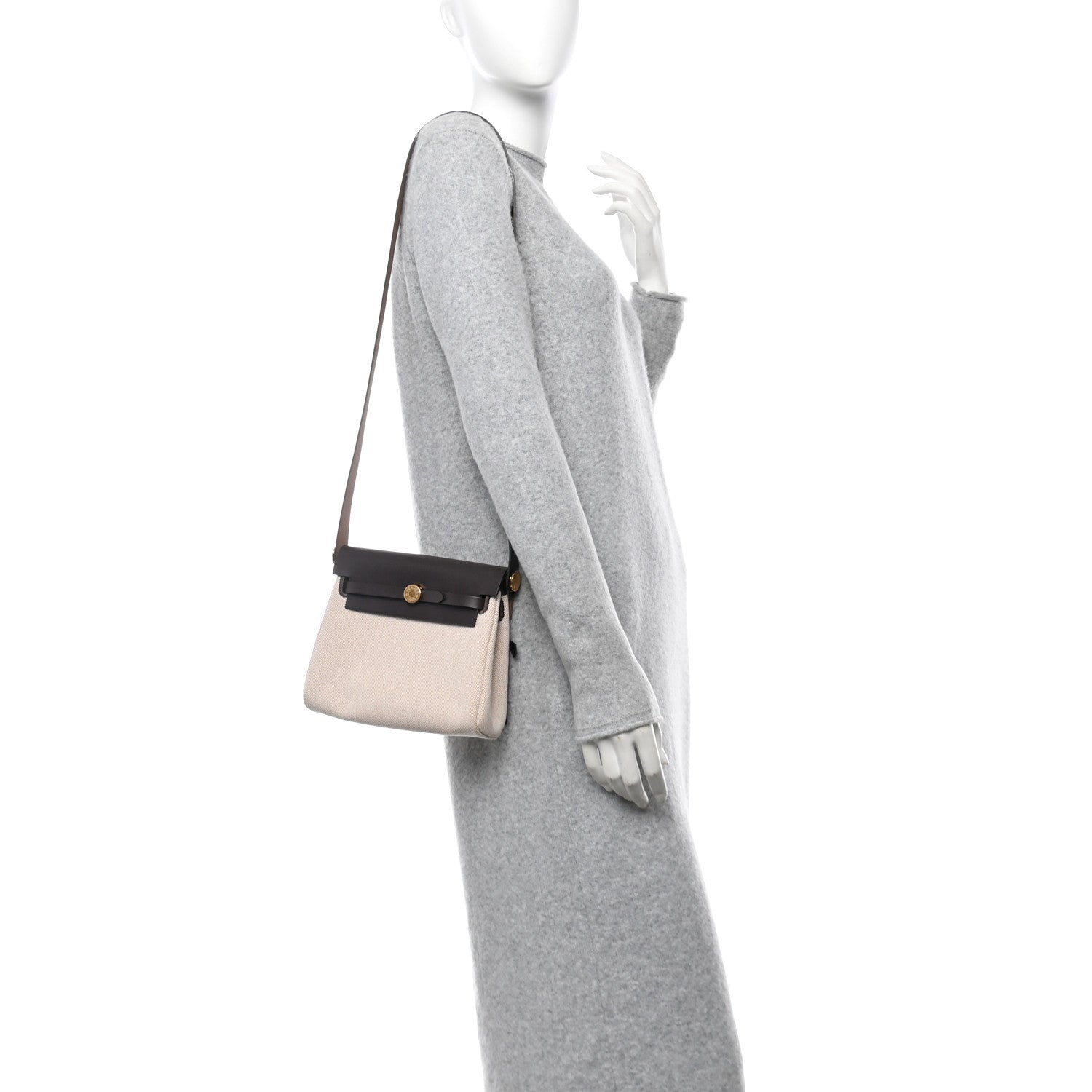 Hermes Military Toile Vache Hunter Herbag Zip Retourne 20 Ecru Beige Ebene 2 of 11