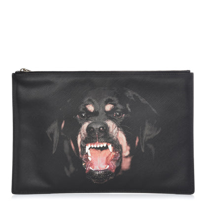 Givenchy Textured Coated Canvas Rottweiler Print Large Cosmetic Pouch Black 1 of 9