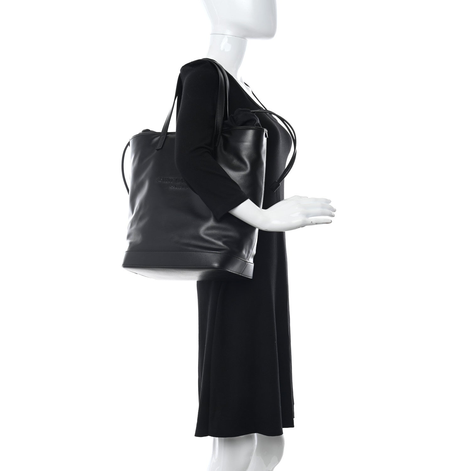 Saint Laurent Calfskin Debossed Teddy Shopping Bag Black 3 of 10