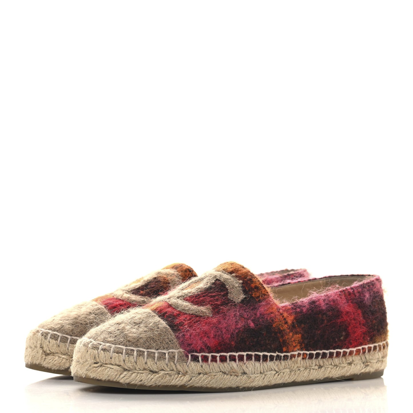 Tweed CC Espadrilles 40 Brown Pink Beige
