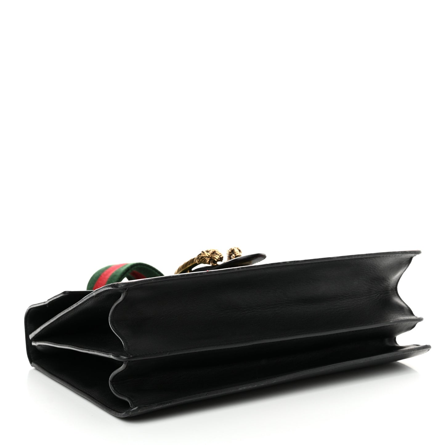 Calfskin Bamboo Web Large Dionysus Top Handle Bag Black Bright Evergreen Hibiscus Red