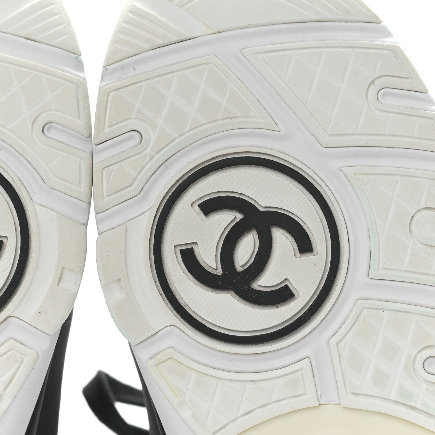 Chanel Lycra Fabric Womens CC Sneakers 38 Black White Pink 7 of 8