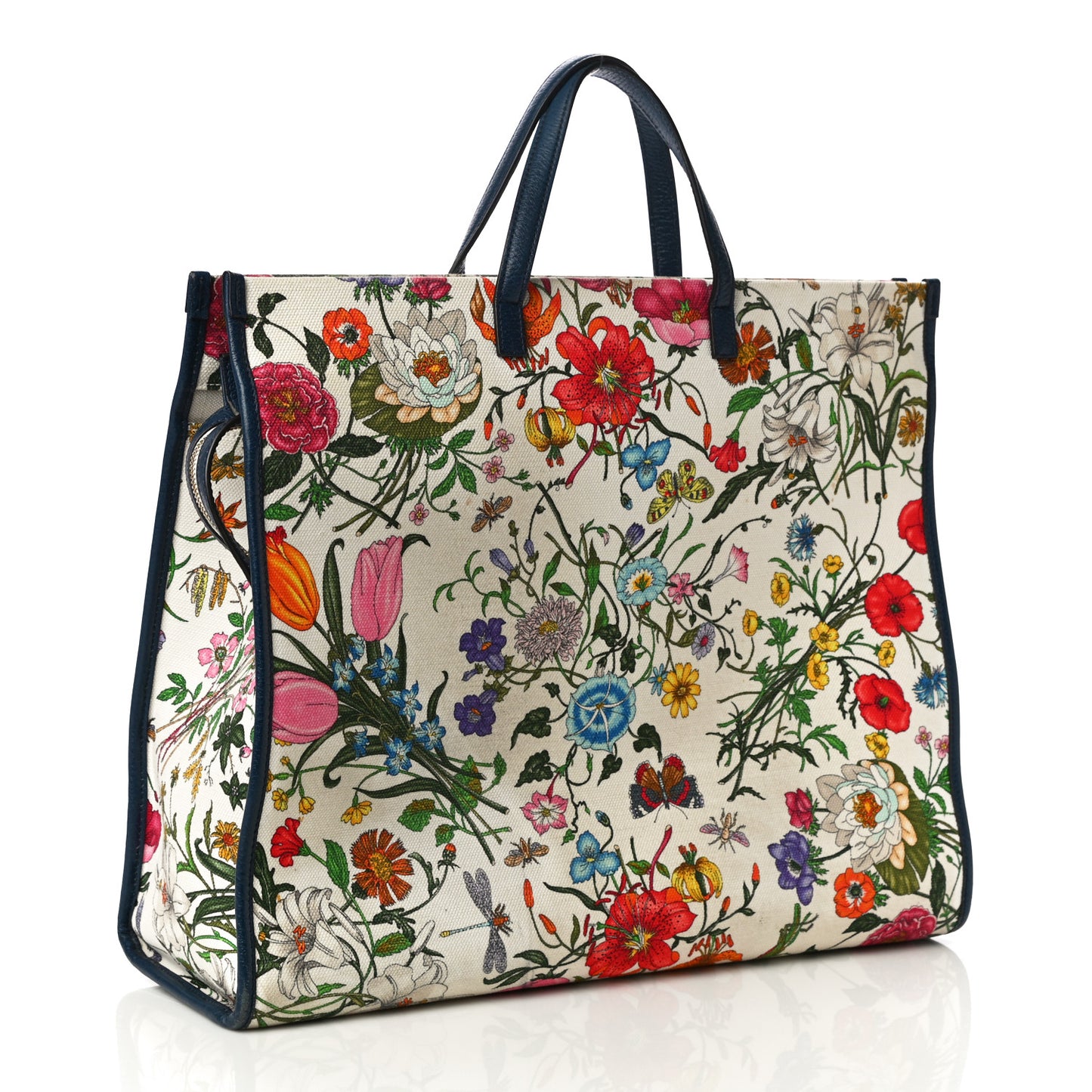 Canvas Large Flora Tote Navy Multicolor