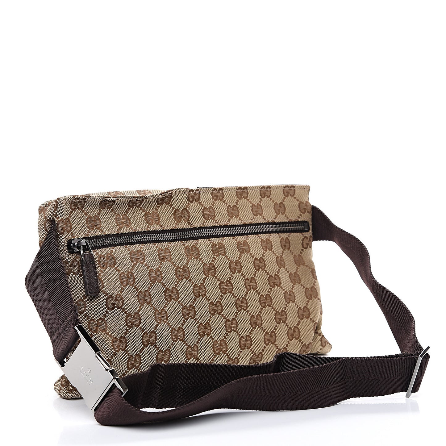 GG Monogram Double Pocket Belt Bag Dark Brown