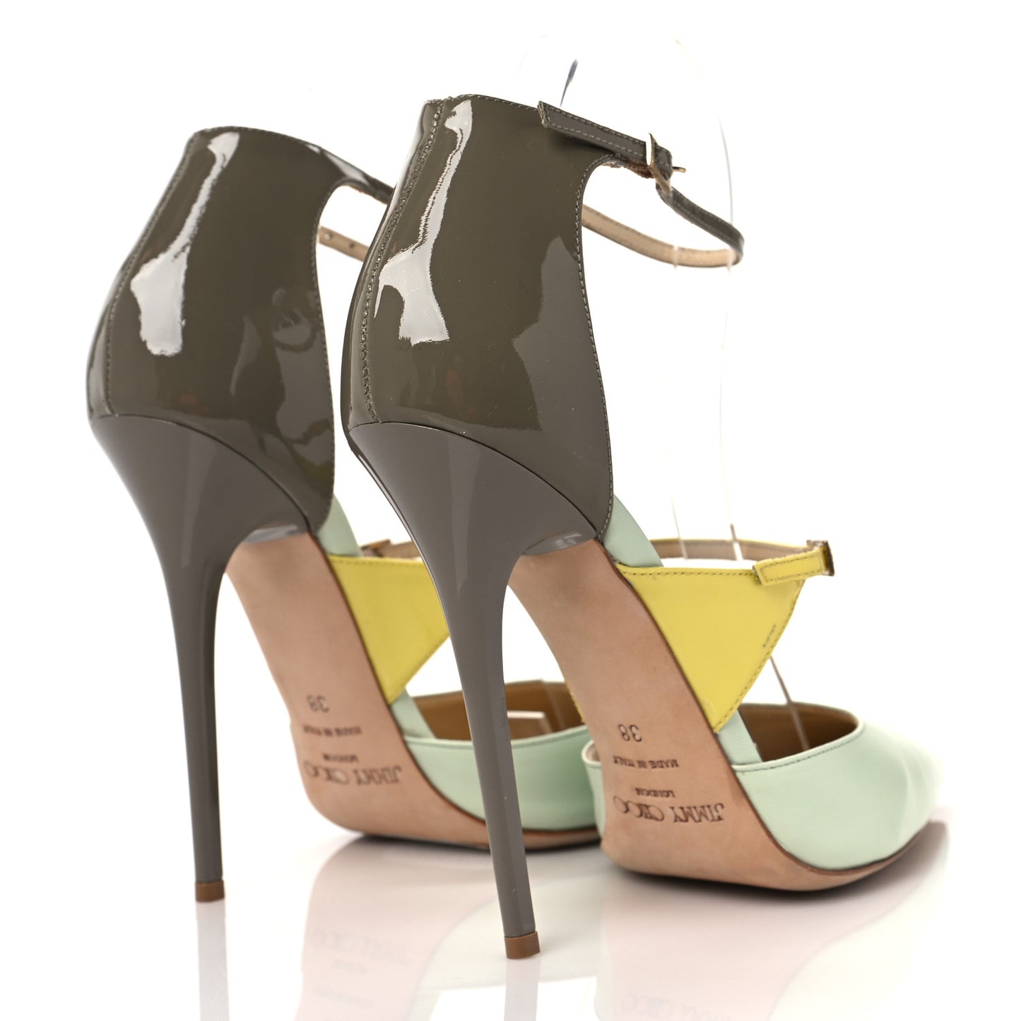 Kid Patent Typhoon Ankle Strap Pumps 38 Lime