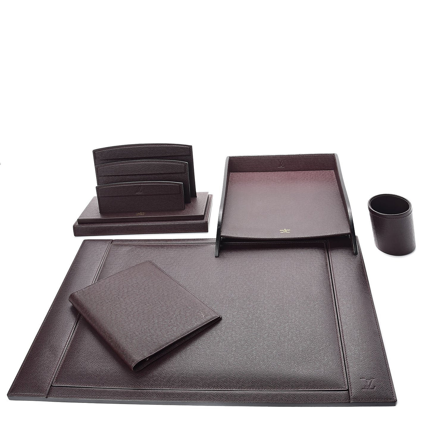 Taiga Leather 6 Piece Desk Set Acajou