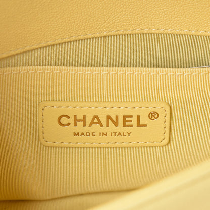 Chanel Caviar Chevron Quilted Small Boy Flap Yellow 6 of 10