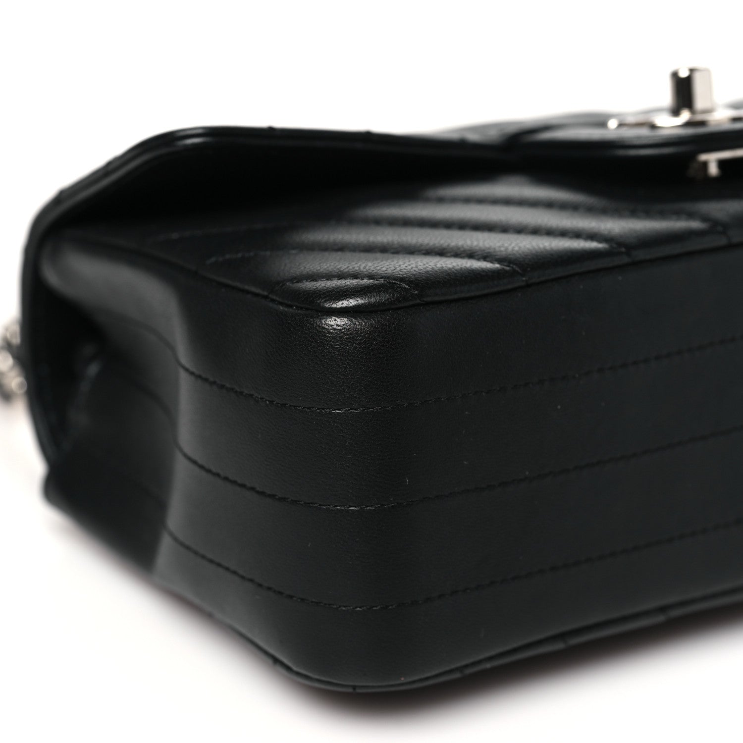 Chanel Lambskin Chevron Quilted Mini Rectangular Flap Black 9 of 15