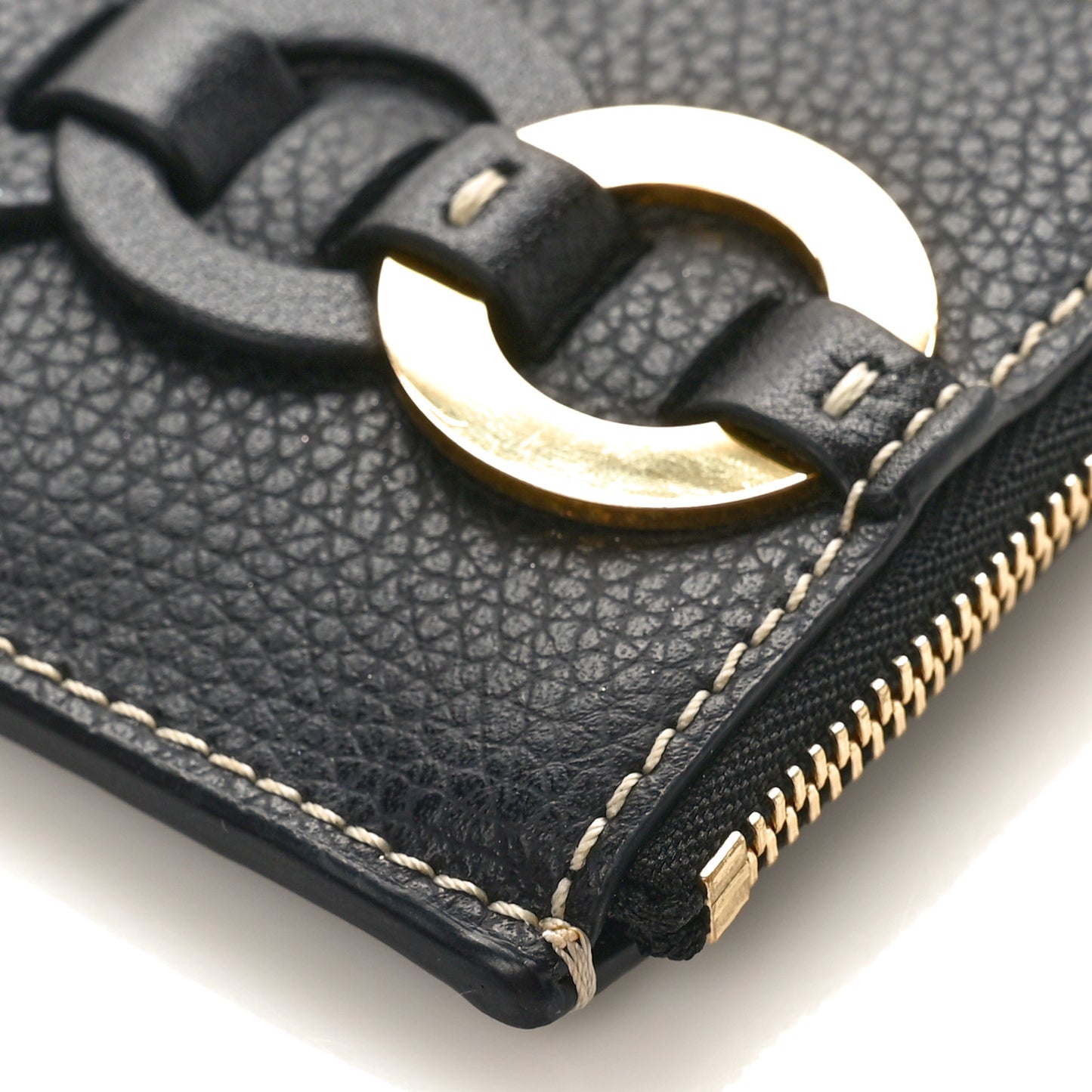 Grained Shiny Calfskin Small Darryl Coin Purse Black